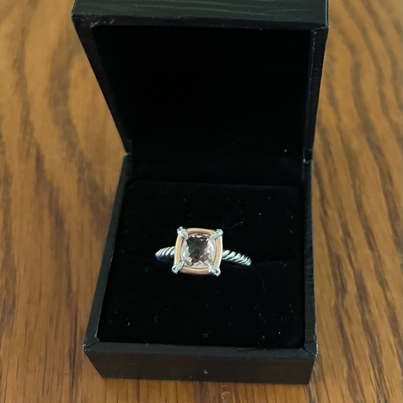 David Yurman 18K Rose Gold Diamond Morganite Chatelaine Ring - Picture 12 of 12